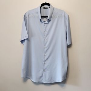 Murano Men's Light Blue Performance Button Down Short Sleeve Shirt